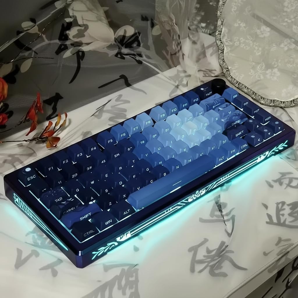 Amazon.com: kakiwutj PBT Moonlit Keycaps Custom Dark Blue Shine